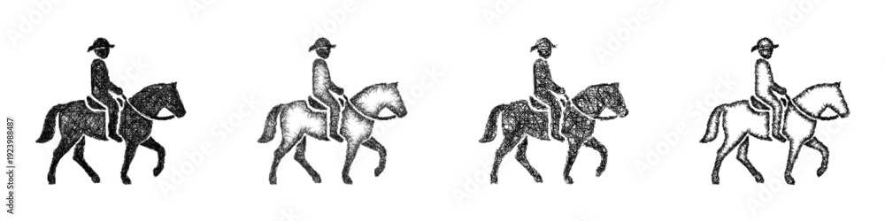Fototapeta premium Sketch western riding icon design set