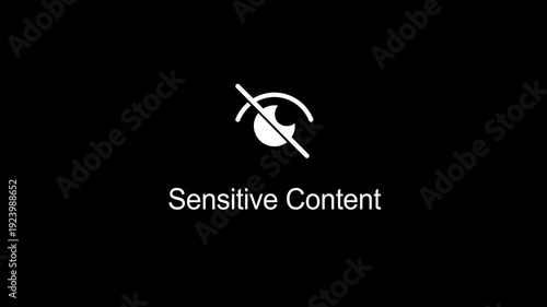Sensitive content icon. An eye with a crossed-out pupil, isolated on a green background. A warning sign to hide images or videos with scenes of violence or nudity. Censorship concept. 4k video.
