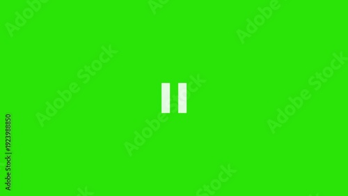 Abstract the pause icon on green screen. The high quality HD pause icon animation.