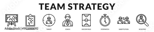 Tactical theme emphasizing strategic planning, lineup structure, and competitive performance analysis in Lineal Icon Style