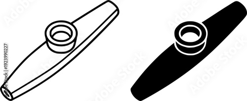 Vintage or antique icon, vector illustration of kazoo, black and white in outline and silhouette design style