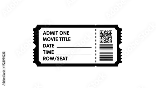 Movie ticket stub with barcode.