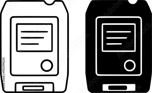 Vintage or antique icon, vector illustration of 8-track cartridge, black and white in outline and silhouette design style