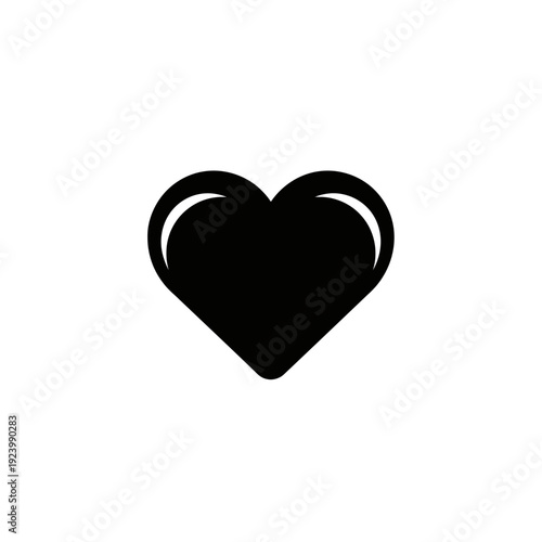 Black Heart Symbol Icon Shape.