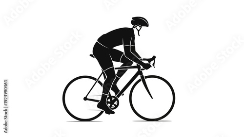 Man riding a bicycle very fast.