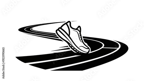 Running shoe in motion fast pace.