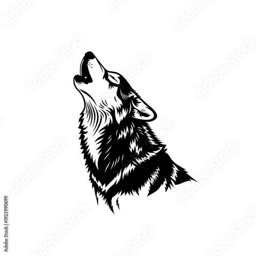 Wolf howling at the moon alone.