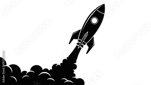 Black silhouette of a rocket ship.