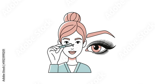 A professional young woman wearing a headset smiles warmly while working on her laptop in a bright modern office setting