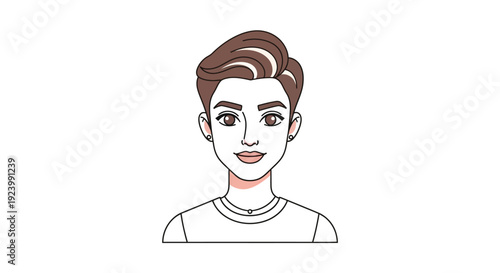 A professional young woman wearing a headset smiles warmly while working on her laptop in a bright modern office setting