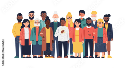 Diverse Group of Multicultural & Multi-generational People Standing Together for Community, Unity & Inclusion