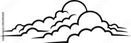 Stylized black and white clouds in a layered arrangement