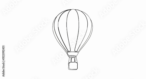 Sketchy outline of a hot air balloon with a basket