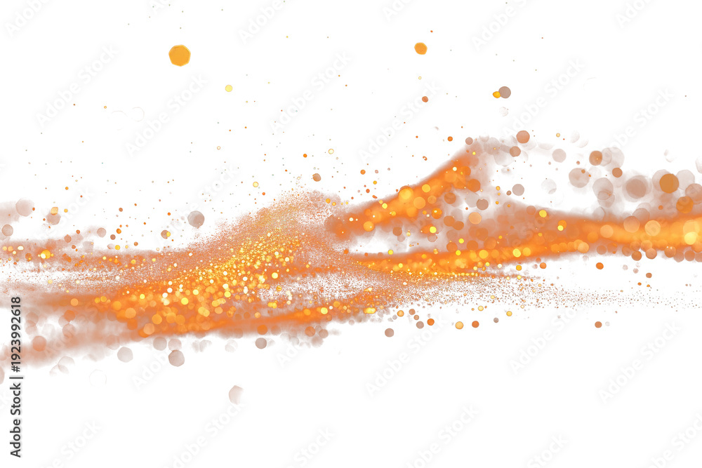 Fototapeta premium Bright orange wave with sparkles on a transparent background during the day