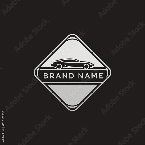 Luxury Car Logo Template with Diamond Shape and Brand Name Placeholder.
