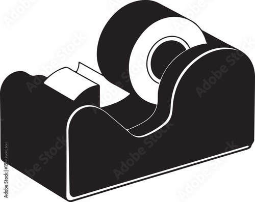 tape dispenser silhouette office supply icon vector illustration