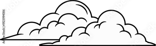 Stylized cartoon clouds against a white background