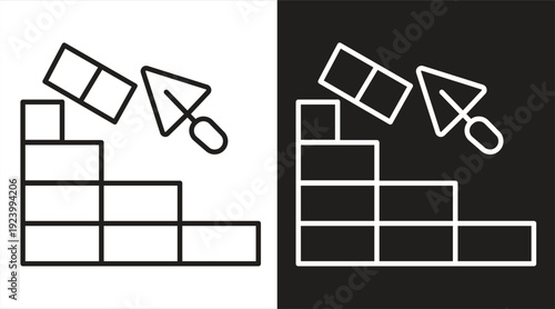Brick wall icon, a concept of construction, renovation, and teamwork. Suitable for websites, logos, apps, templates, and UI designs. EPS10