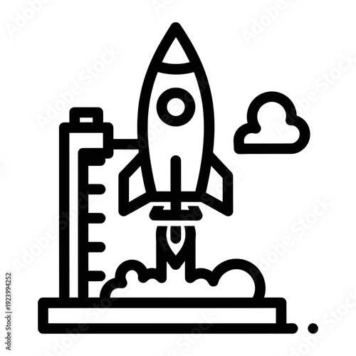 A rocket ship blasting off into the sky