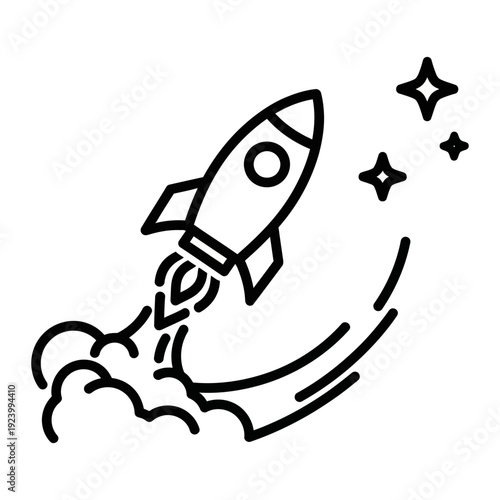 A rocket ship blasting off into the stars