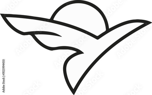 Stylized bird with wings and sun icon