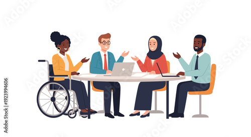 Diverse and Inclusive Business Team Meeting: Professionals Collaborating on Projects with Equal Opportunity and Representation