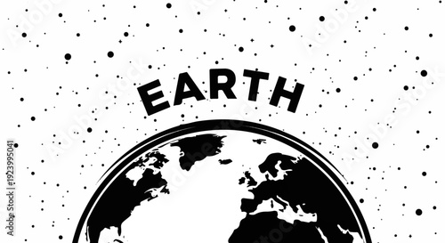 Stylized illustration of the Earth in space with the word "EARTH" above