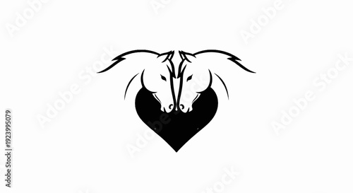Stylized illustration of two horses facing inward, forming a heart shape