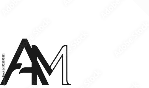 Stylish black and white 'AM' monogram logo design
