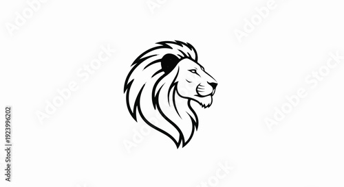 Stylized black and white profile of a lion's head with a flowing mane (1)