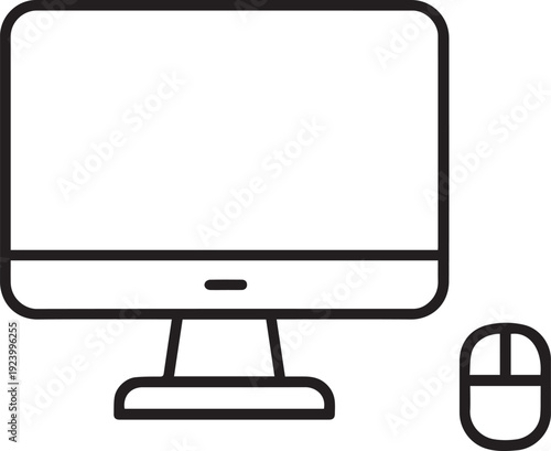 Desktop computer icon with monitor and mouse