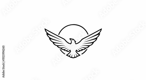 Stylized eagle with outstretched wings within a circular frame