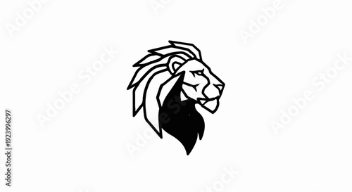 Stylized black and white profile of a lion's head with a flowing mane (4)