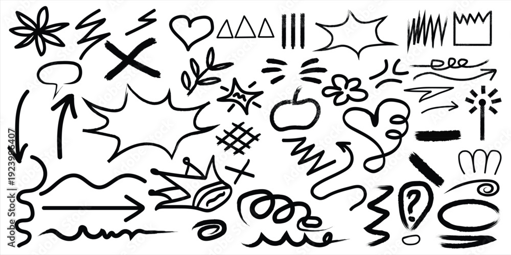 Obraz premium Collection of hand drawn doodle icons and symbols