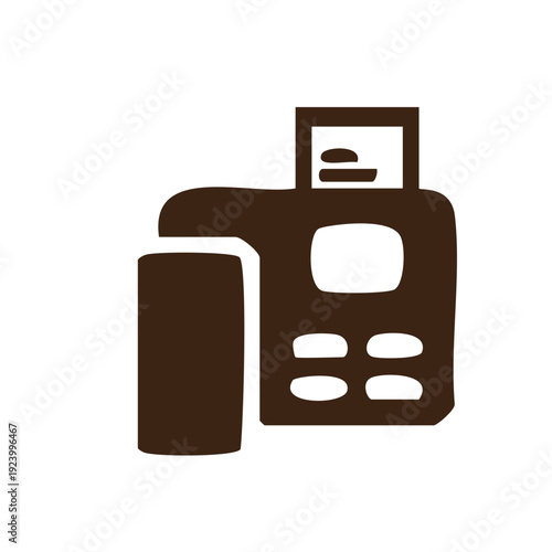 Vintage brown rotary phone and answering machine on white