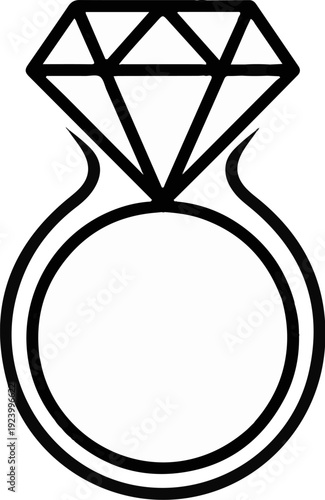 Stylized diamond ring icon, minimalist design, symbolic of commitment and value