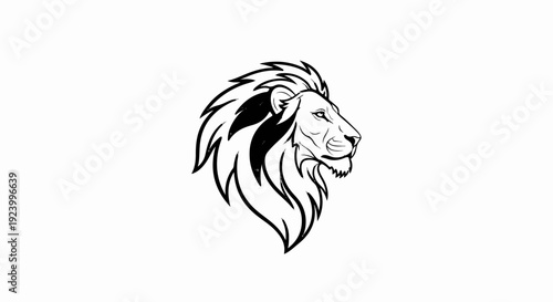 Stylized black and white line drawing of a lion's head facing right (1)