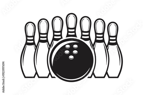 Monochrome shows a bowling ball crashing into pins with a lined perspective