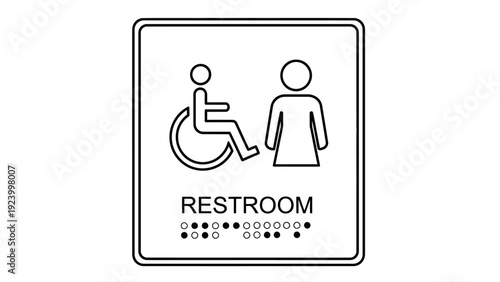 Accessible restroom sign with braille.
