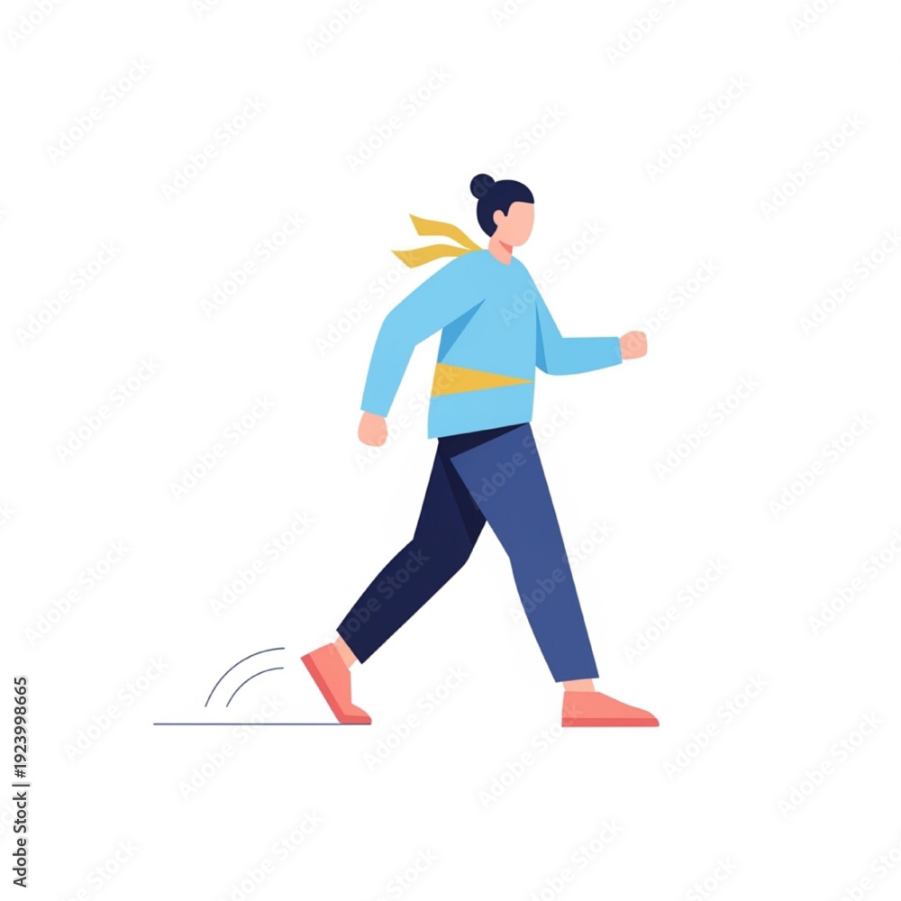 Fototapeta premium Confident Person Stepping Forward with Motion Lines, Progress and Determination Vector Illustration
