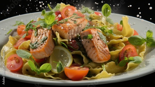 Salmon pasta with fresh ingredients delight