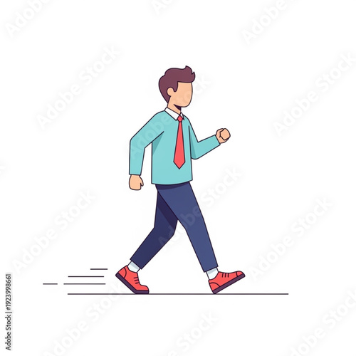Confident Person Stepping Forward with Motion Lines, Progress and Determination Vector Illustration