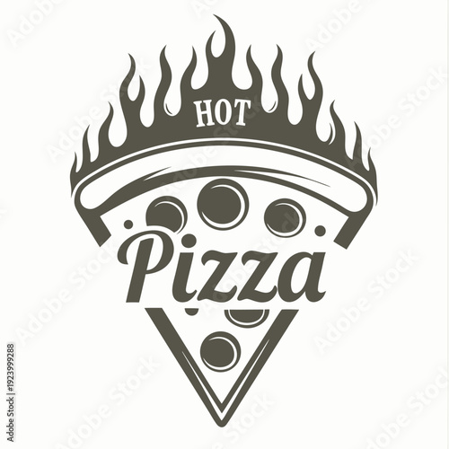 Hot pizza slice crowned with flame shows tempting italian food in a modern design