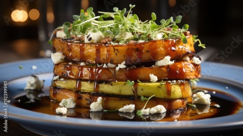 Elegant Stacked Squash with Microgreens Delight