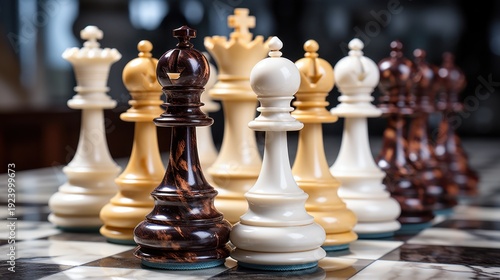 Chess Pieces Battle on the Board