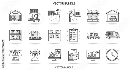 Warehouse logistics and delivery icons set vector illustration.