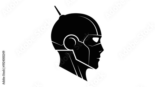 Robotic Head Illustration Side View.