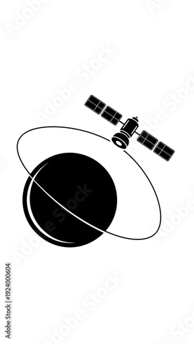 Satellite Orbiting Planet in Space.