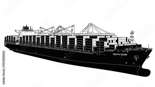 Large cargo ship in the water.