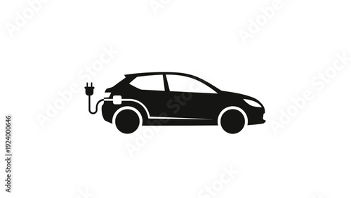 Electric car being charged outside.